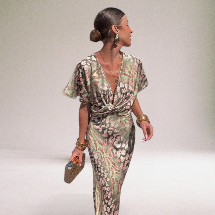 Elegant Women's Maxi Dress with V-neck