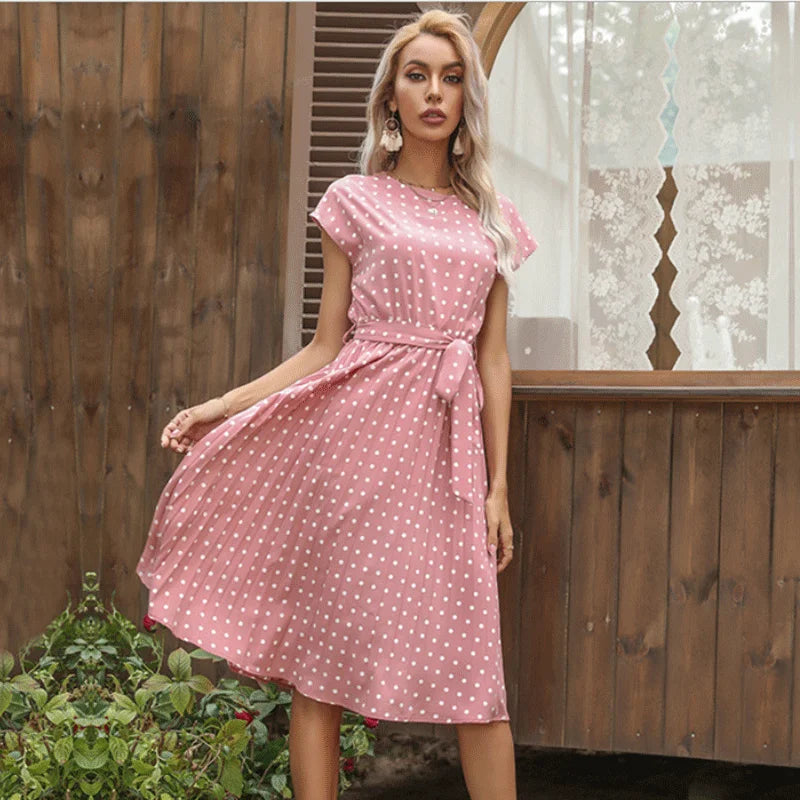 Floral Dress with Polka Dot Accents
