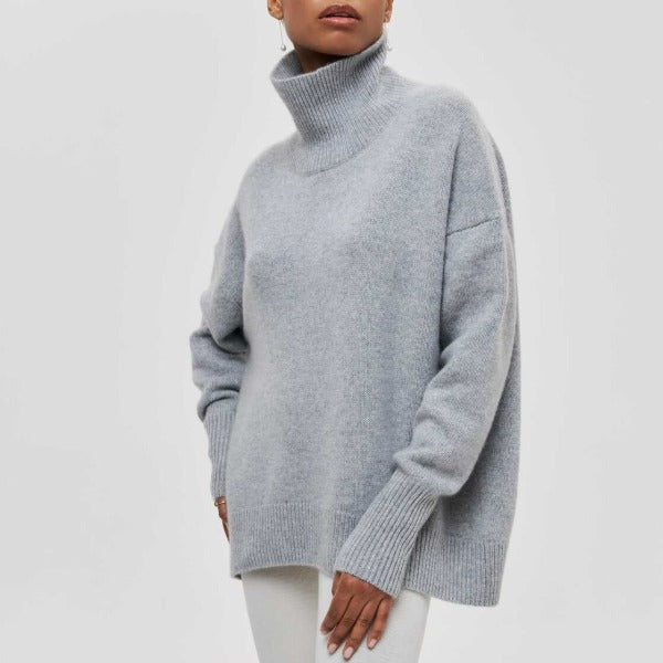 Women's cozy oversized turtleneck sweater