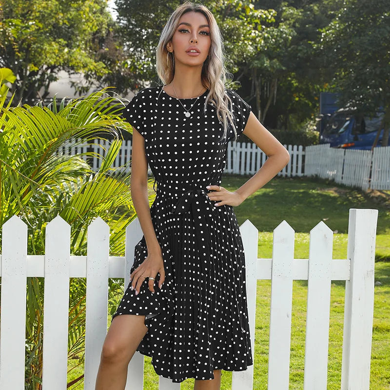 Floral Dress with Polka Dot Accents
