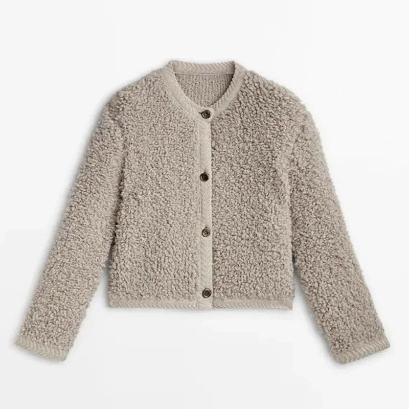 Women's cozy sherpa button-up cardigan