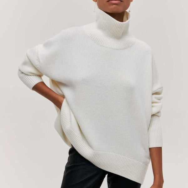 Women's cozy oversized turtleneck sweater