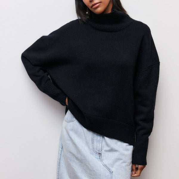 Women's cozy oversized turtleneck sweater