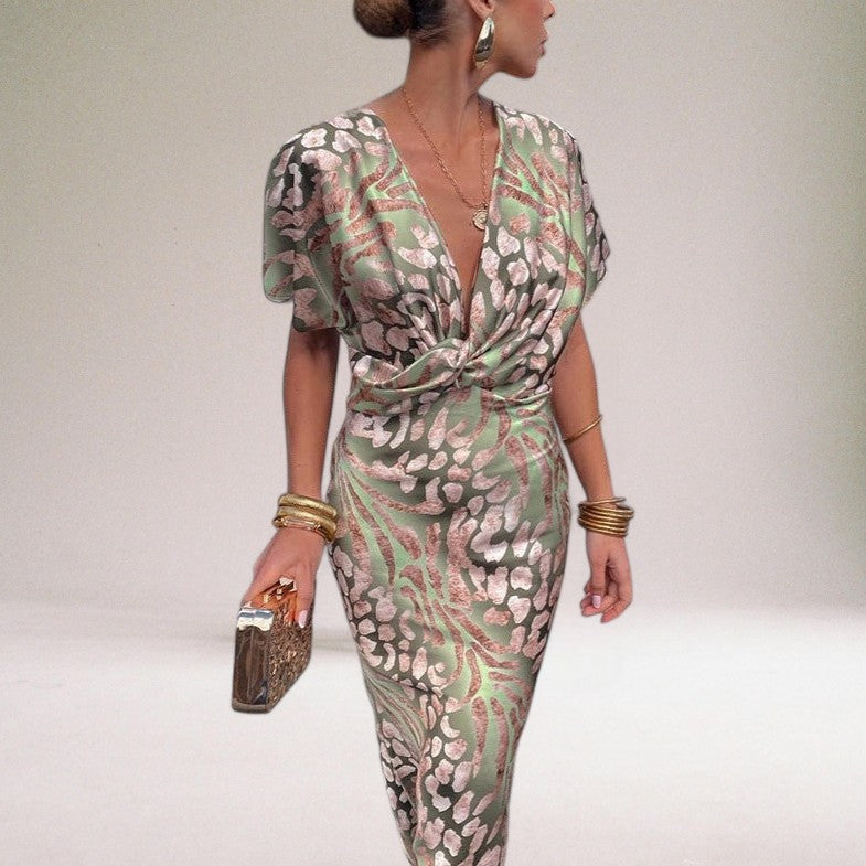 Elegant Women's Maxi Dress with V-neck