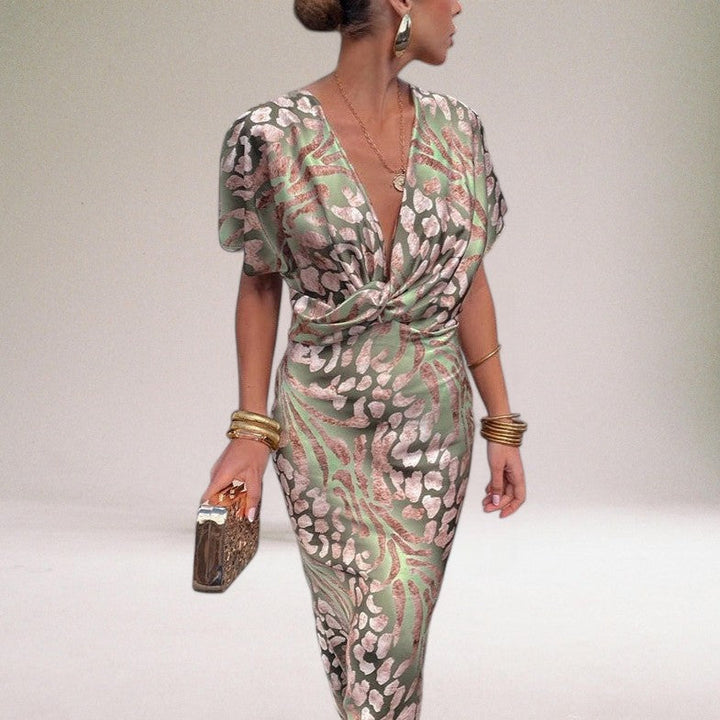 Elegant Women's Maxi Dress with V-neck