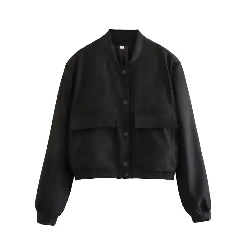 Women's minimalist bomber jacket