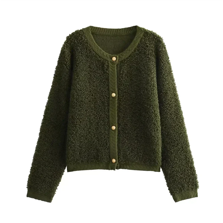 Women's cozy sherpa button-up cardigan