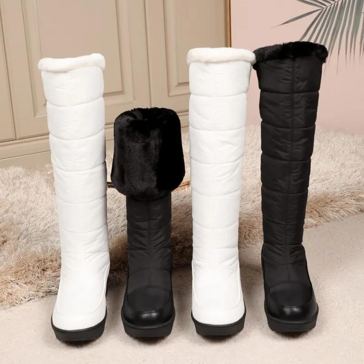 Women's casual fashion high boots lace-up winter snow boots with medium heel