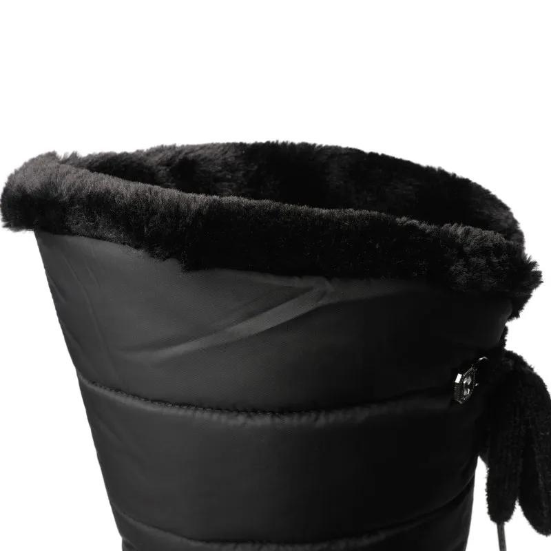 Women's casual fashion high boots lace-up winter snow boots with medium heel