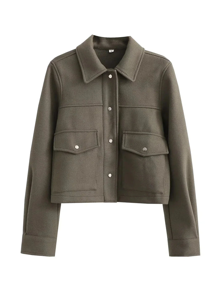 Women's utilitarian cropped bomber jacket