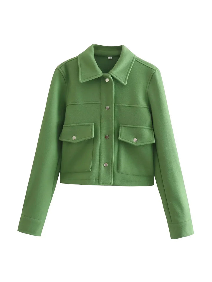 Women's utilitarian cropped bomber jacket
