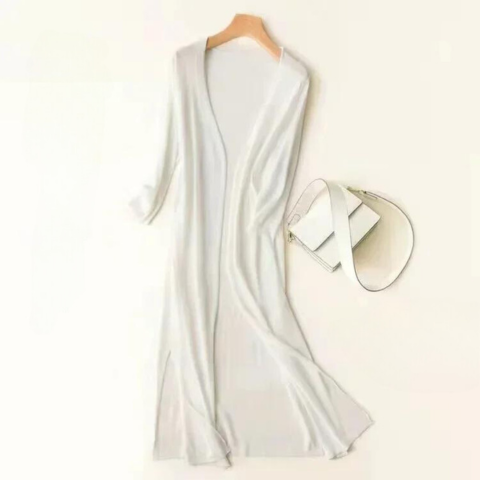 Elda - Lightweight Long Cardigan - Women's Open Front Sweater, Soft Layer for All Seasons