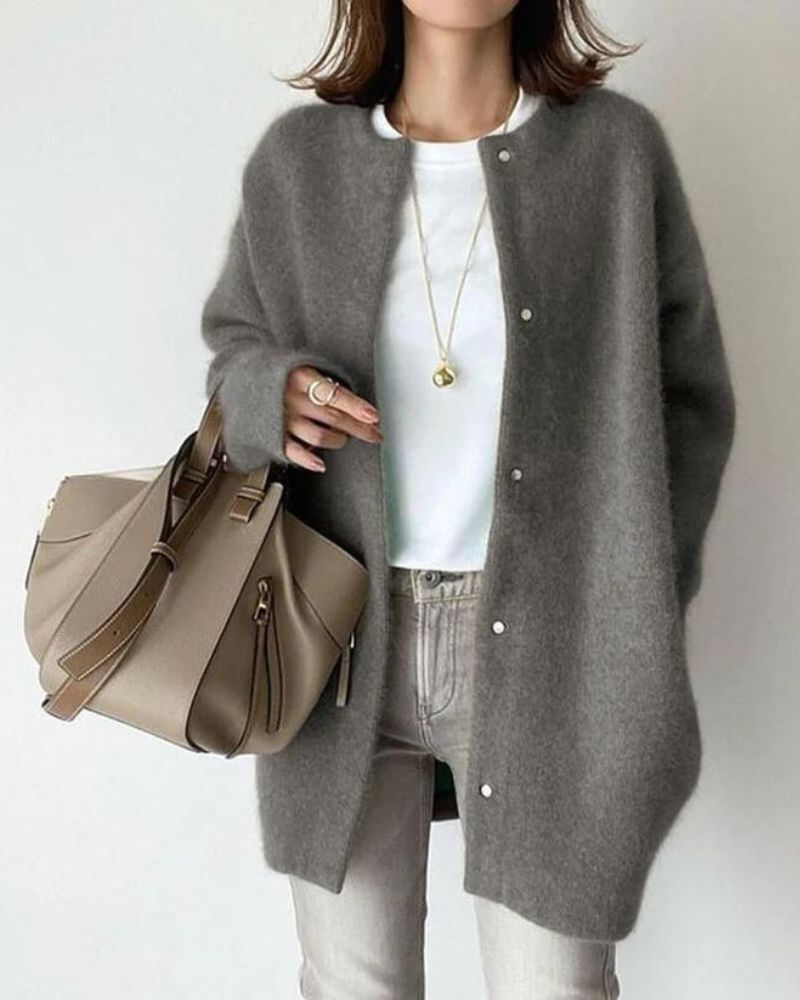 Women's soft fuzzy cardigan for cozy elegance