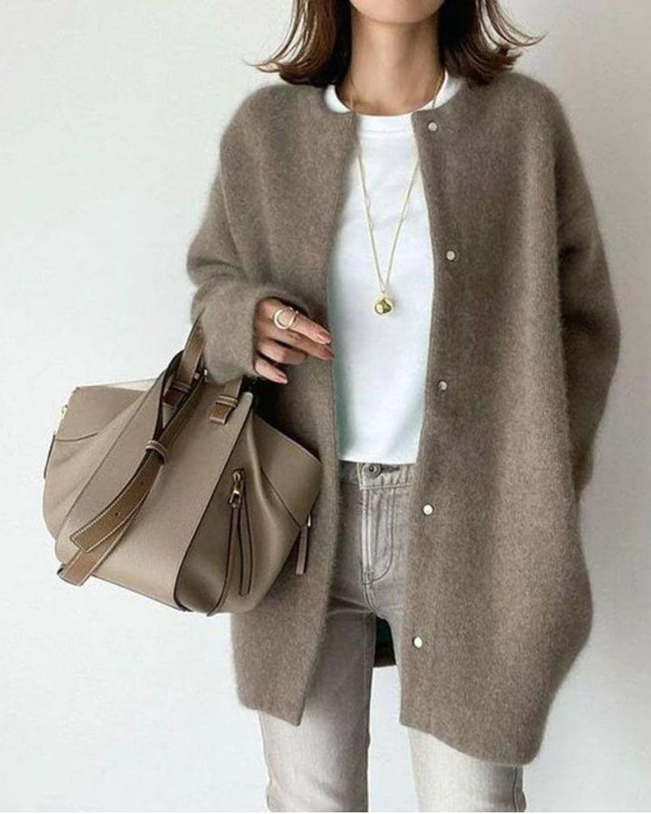 Women's soft fuzzy cardigan for cozy elegance