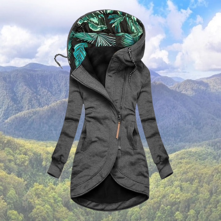 Women's casual hooded sweatshirt solid color zipper front cardigan