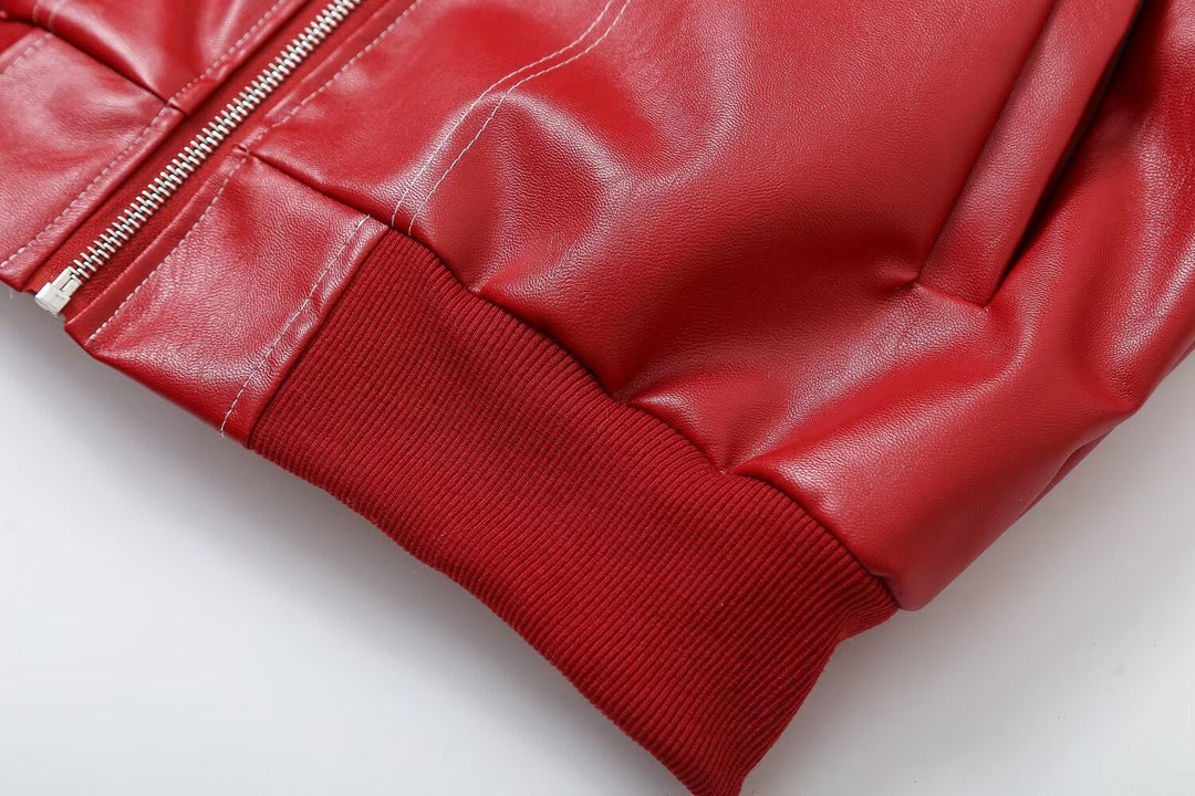 Women's faux leather bomber jacket