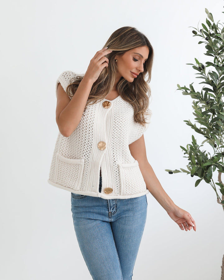 Vasha Knit Top - Beige