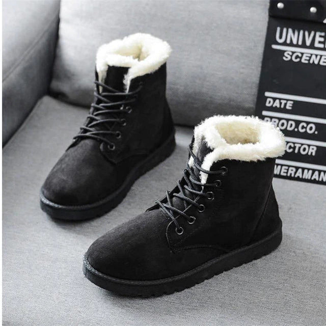 Trendy lace-up snow boots for women with cross straps