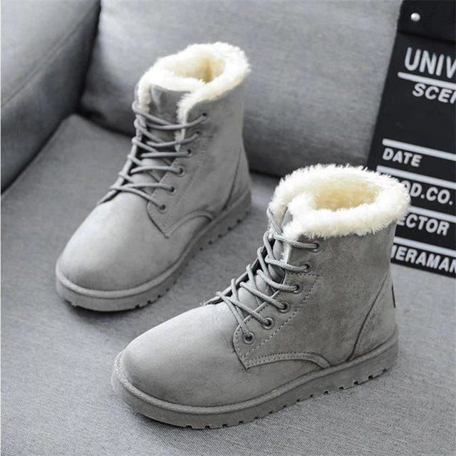 Trendy lace-up snow boots for women with cross straps