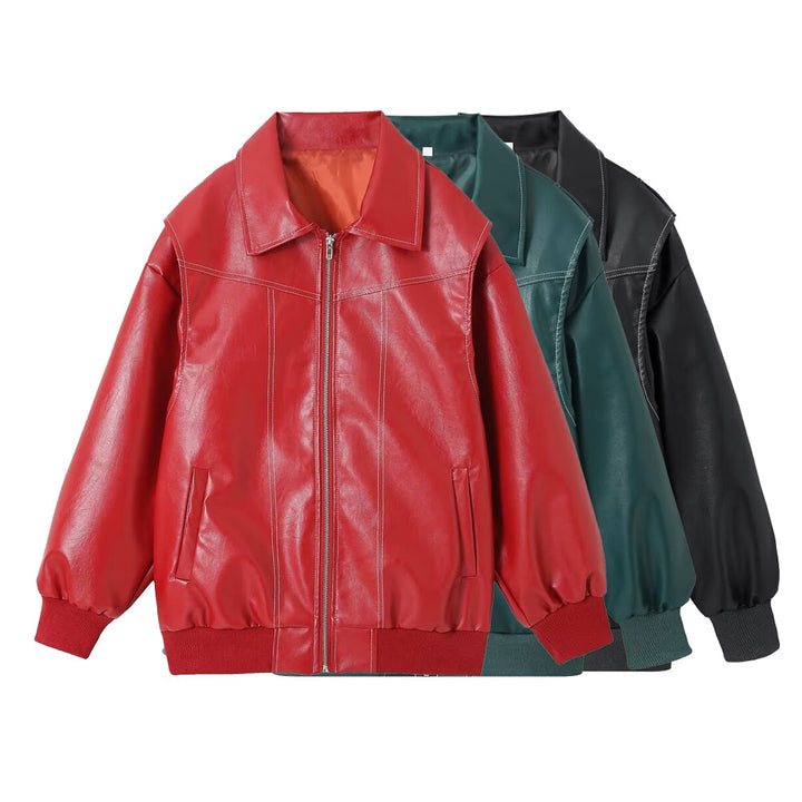 Women's faux leather bomber jacket