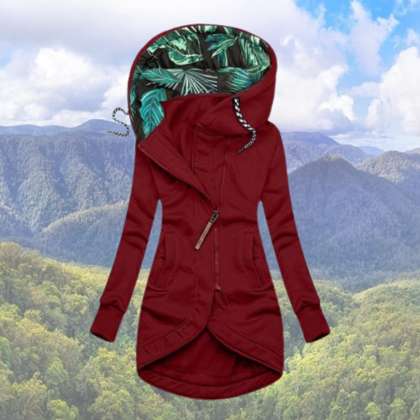 Women's casual hooded sweatshirt solid color zipper front cardigan