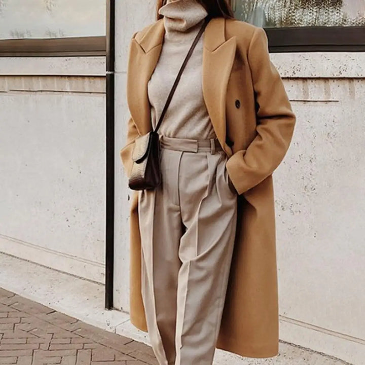 Nina | Elegant Double-Breasted Trench Coat with Notch Collar