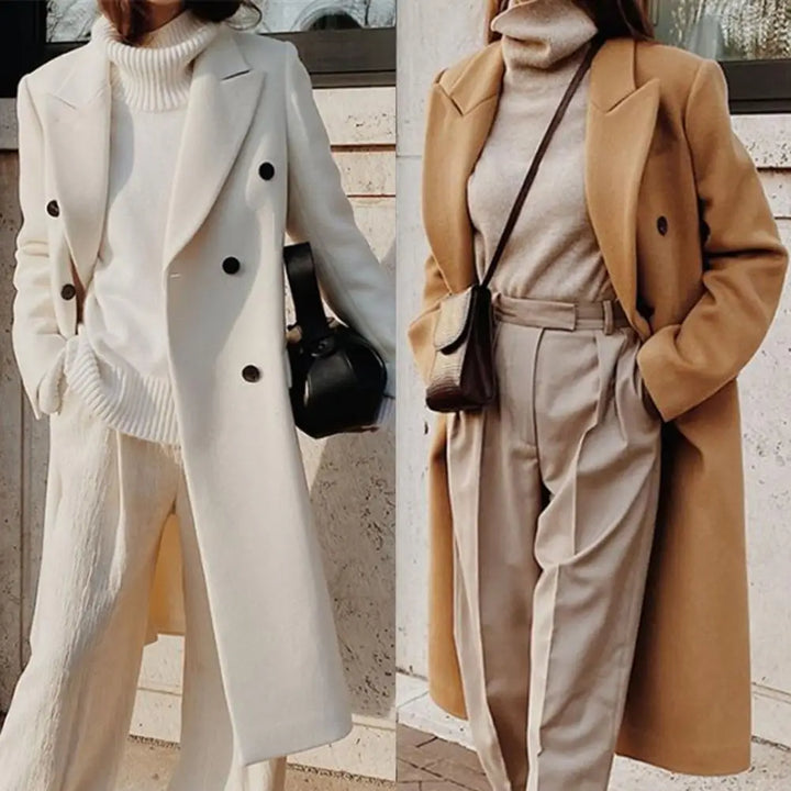 Nina | Elegant Double-Breasted Trench Coat with Notch Collar