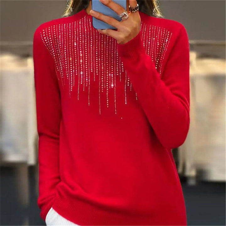 Freda - Women's Semi-Turtleneck Sweater with Sequins - Chic and Comfy Winter Style