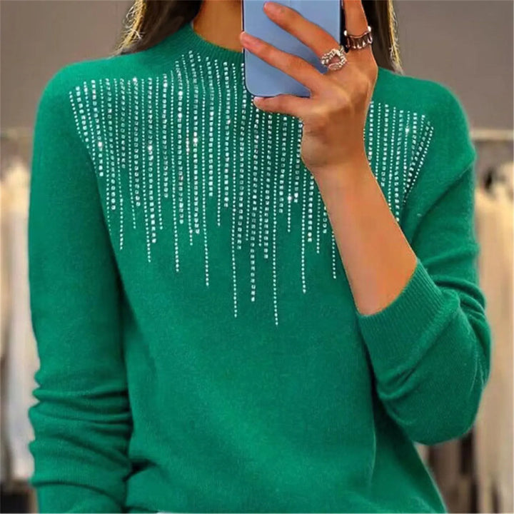 Freda - Women's Semi-Turtleneck Sweater with Sequins - Chic and Comfy Winter Style