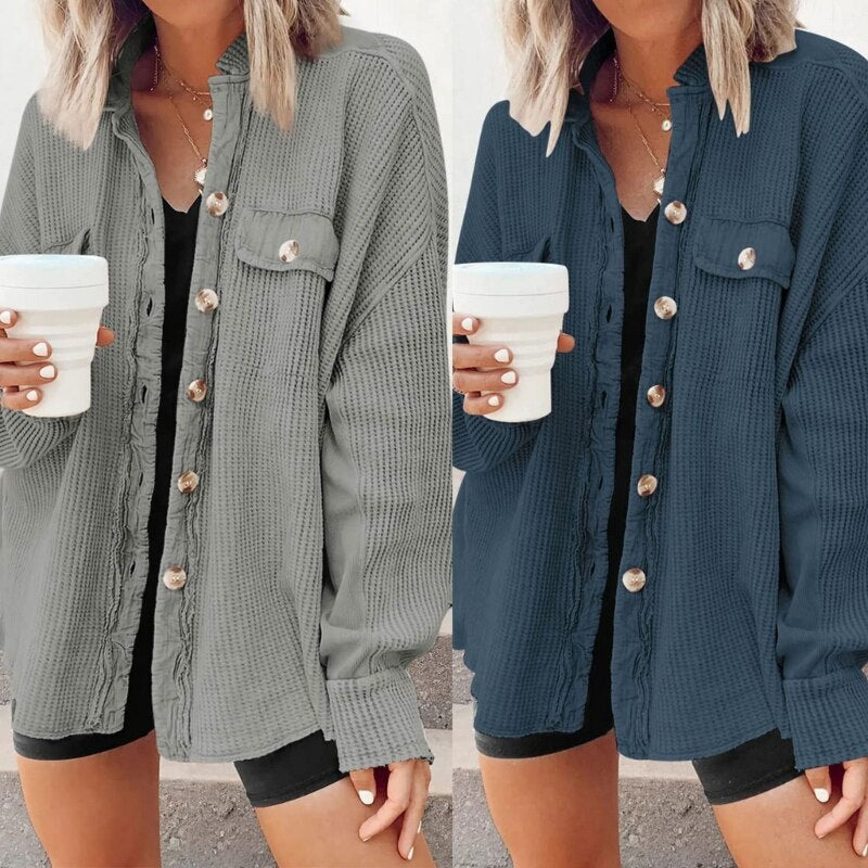 Women's casual cardigan with patch pockets