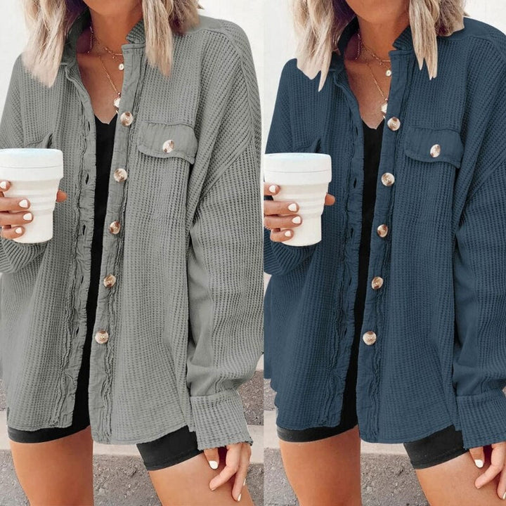 Women's casual cardigan with patch pockets
