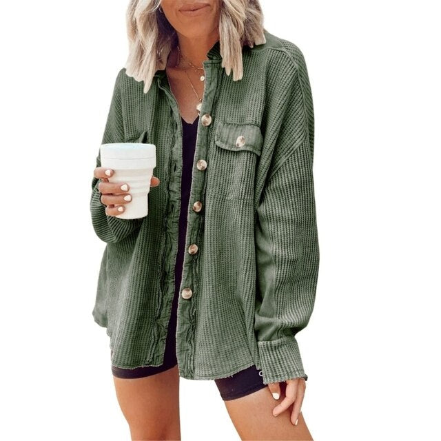 Women's casual cardigan with patch pockets