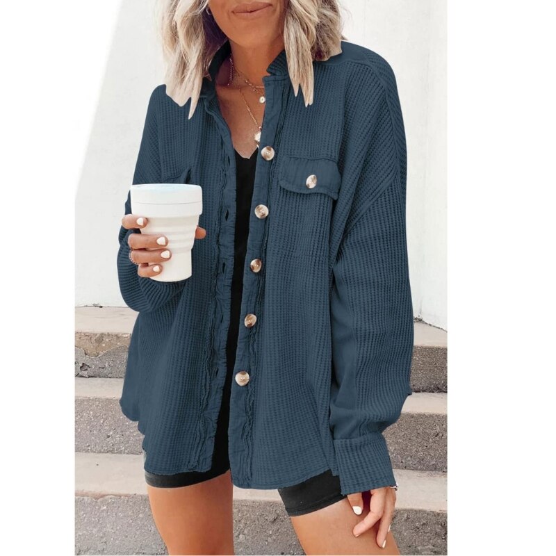 Women's casual cardigan with patch pockets