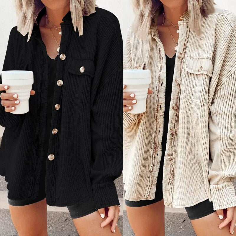 Women's casual cardigan with patch pockets