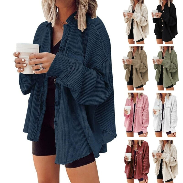 Women's casual cardigan with patch pockets