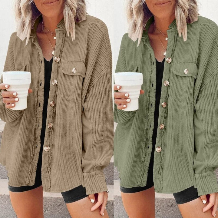 Women's casual cardigan with patch pockets