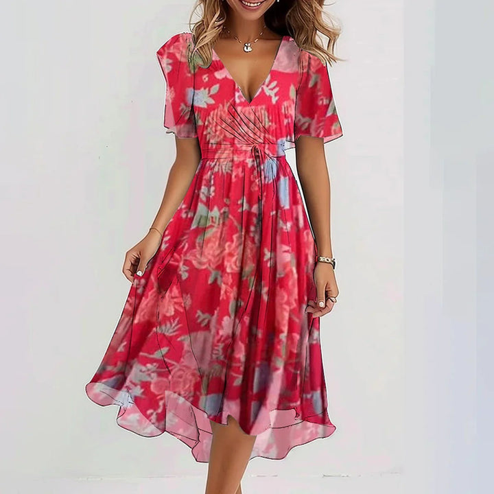 Elegant Floral Midi Dress for Women