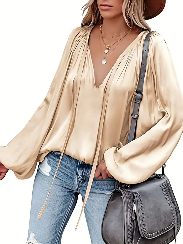 Chic Satin Blouse with Long Sleeves