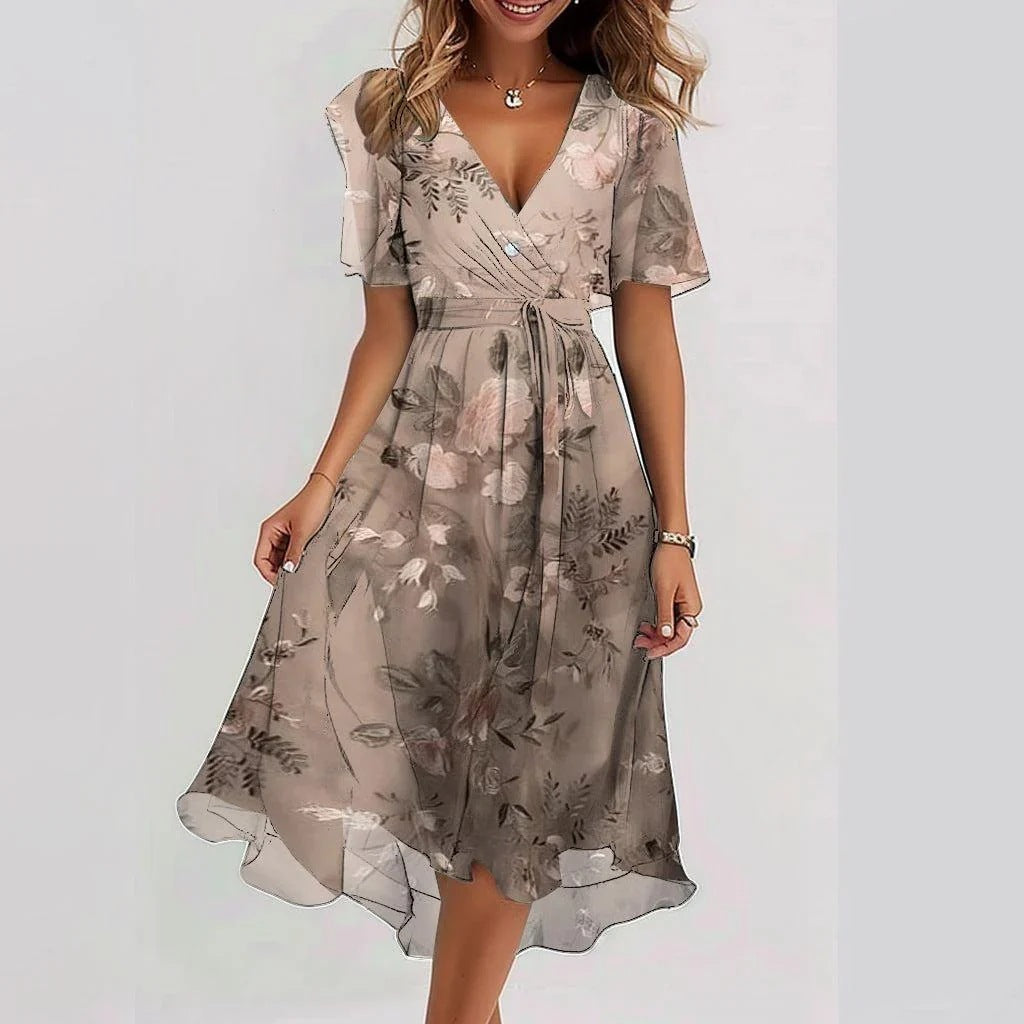 Elegant Floral Midi Dress for Women