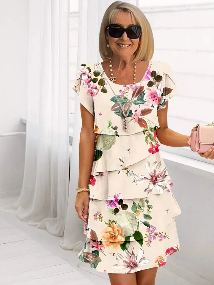 Elegant Floral Ruffle Dress for Women