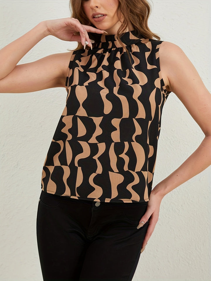 Chic Sleeveless High Neck Women's Top