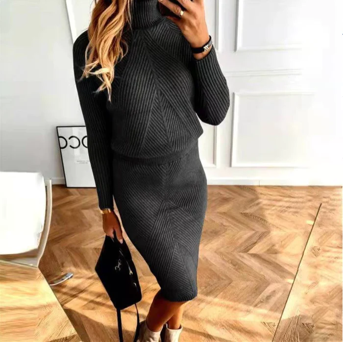 Cozy Women's Turtleneck Sweater Dress