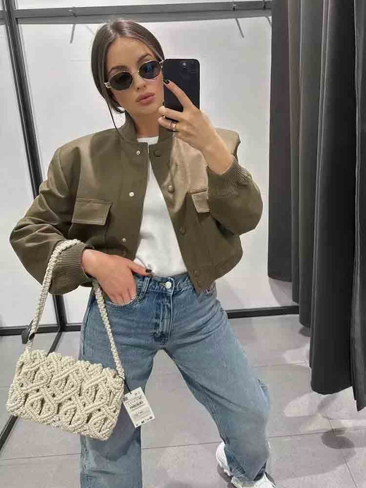 Women's cropped bomber jacket