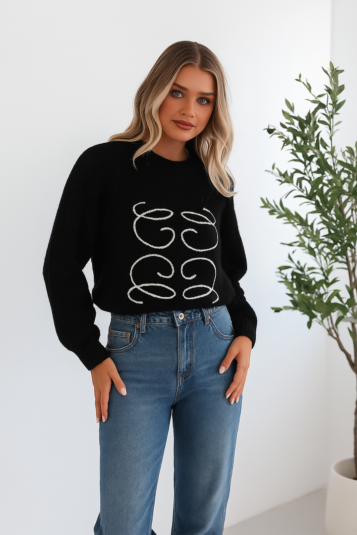 Adelaine Knit - Black Print
