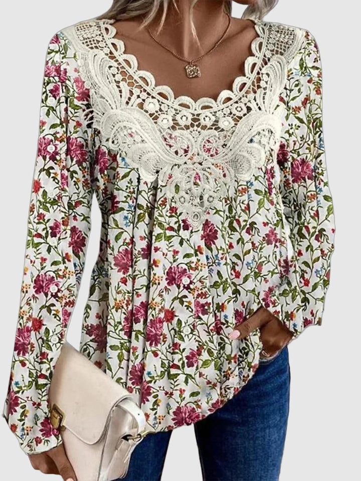 Gem - lace collar long sleeve blouse top