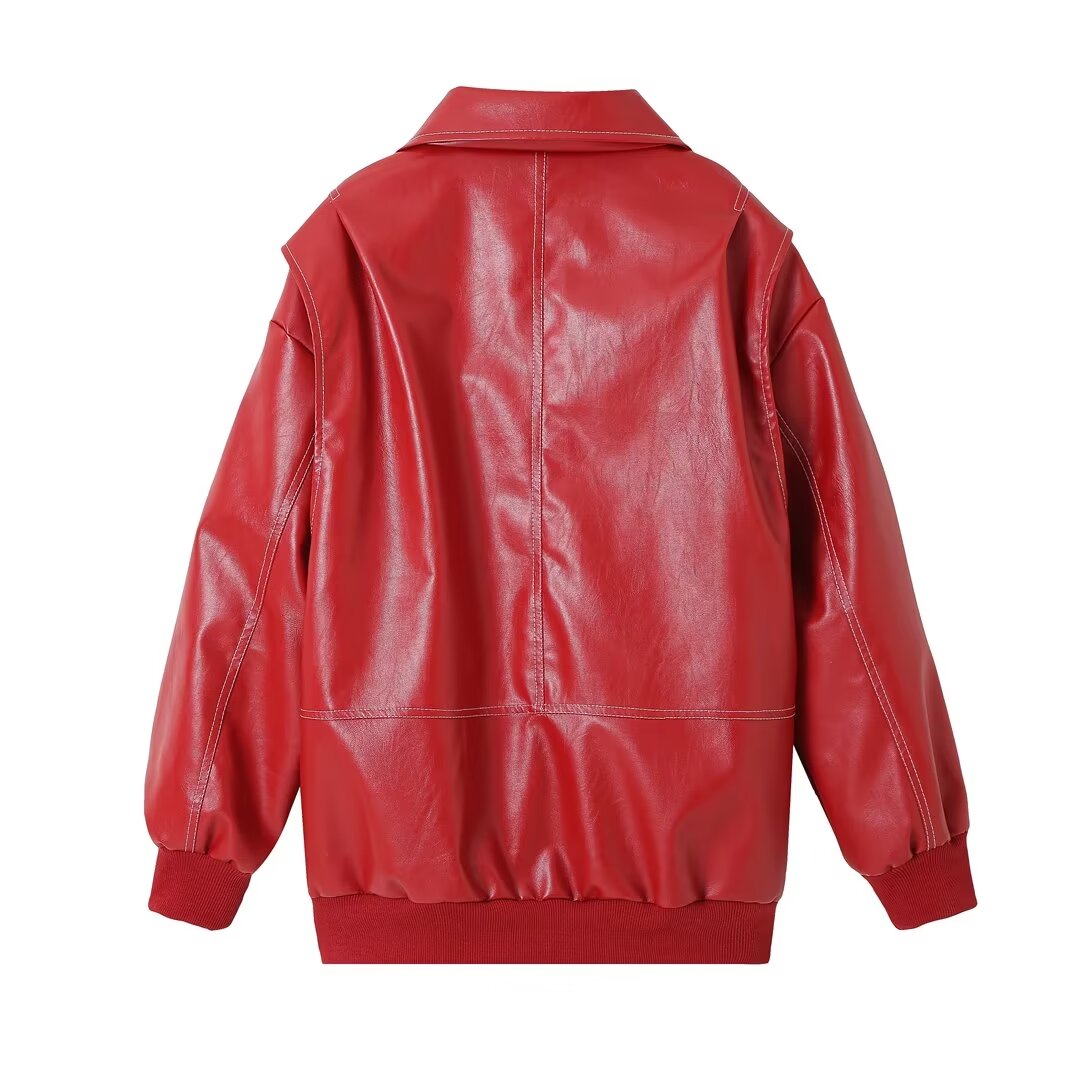 Women's faux leather bomber jacket