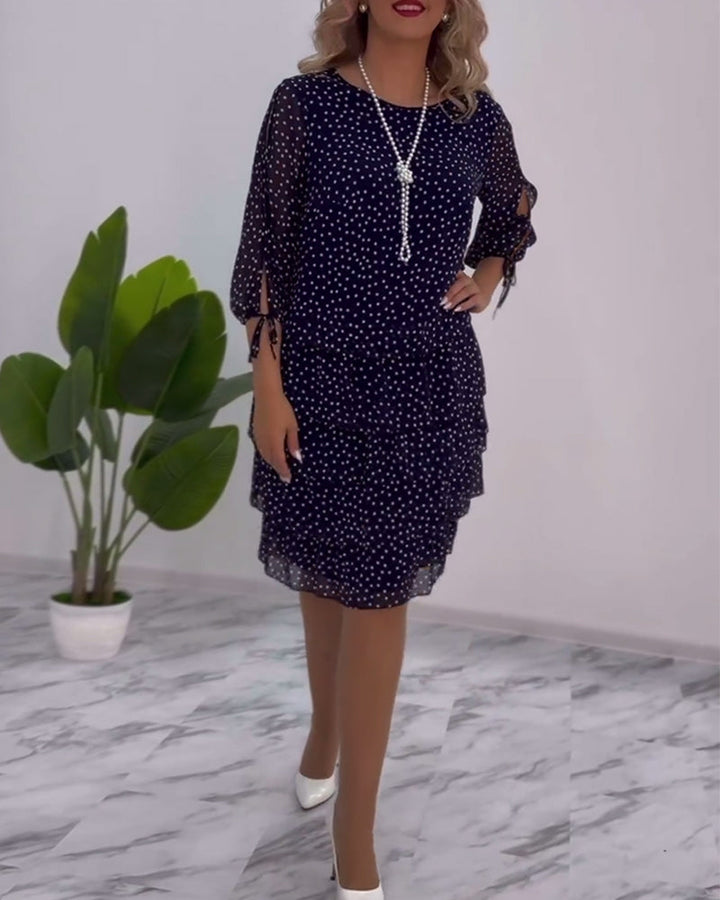 Tiered Dress with Polka Dot Design