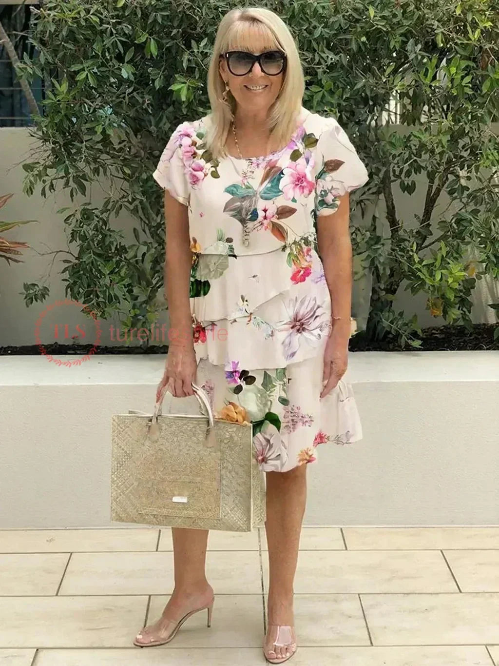 Elegant Floral Ruffle Dress for Women