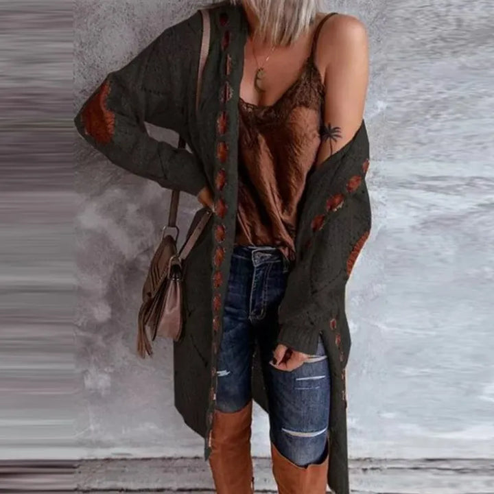 Women's open-knit hooded cardigan