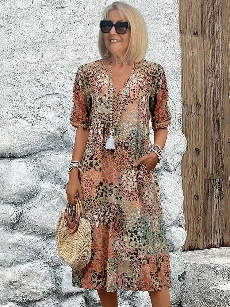 Colorful Knee-Length Dress with Elegant Style